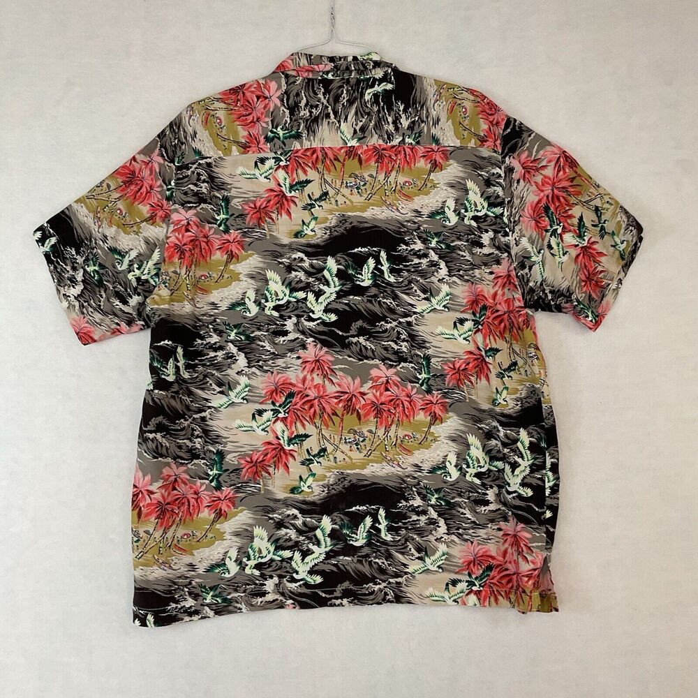IZOD Club Shirt Men’s Large Hawaiian Floral Short Sleeve Collar Button Up Rayon - Picture 5 of 10